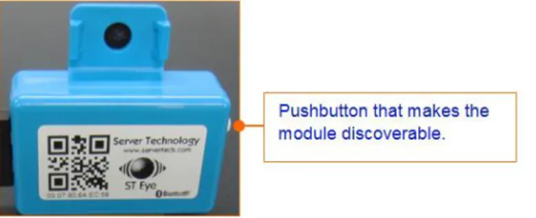 Figure 4. Close-up of the Bluetooth Module (showing QR code label and pushbutton)   