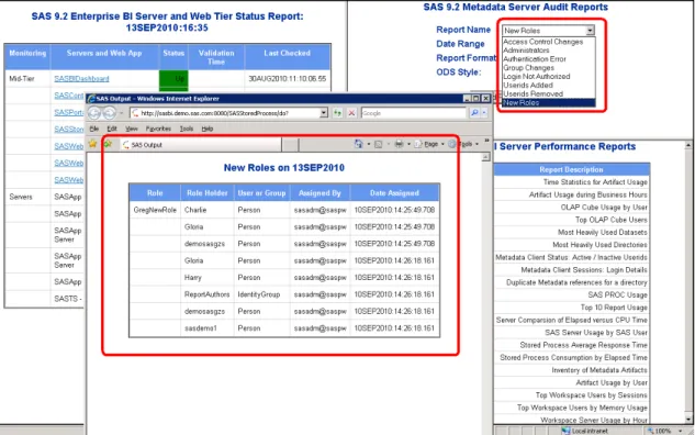 Figure 2: Screenshot Showing Availability of the "New Roles" Report and Sample Report Output 