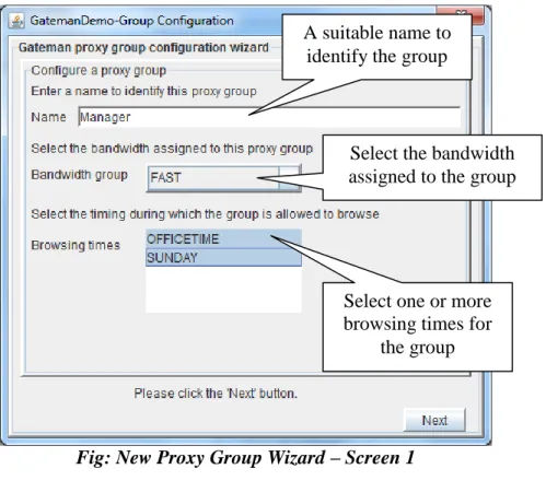 Fig: New Proxy Group Wizard – Screen 1 