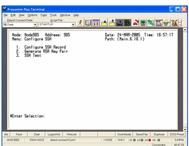 Figure 3. Configure SSH Menu