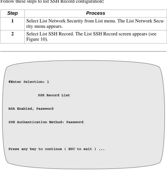 Figure 10. List SSH Record Screen