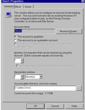Figure 8 – Account Properties Window 