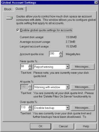 Figure 12 – Global Account Settings Quota Tab 