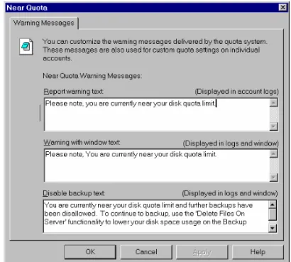 Figure 13 – Global Quota Warning Messages Window 