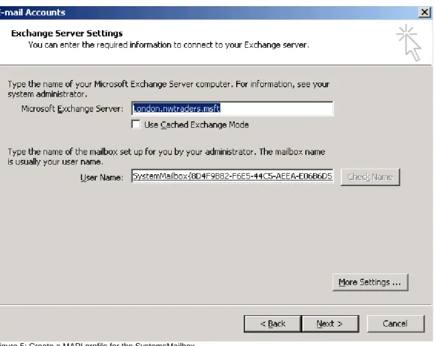 Figure  5:  Create  a  MAPI  profile  for  the  SystemsMailbox