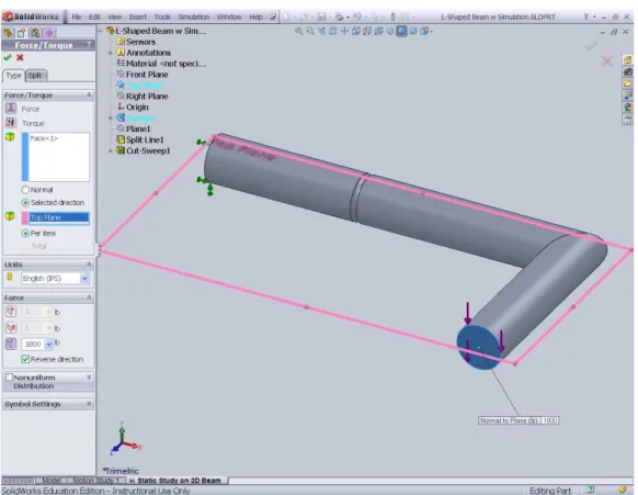 Figure 6: Applying the vertical component of the applied force. 