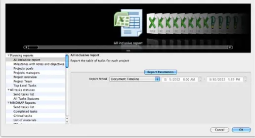Figure 13: Selecting Project Report in Spreadsheet (MS Excel®) Format.