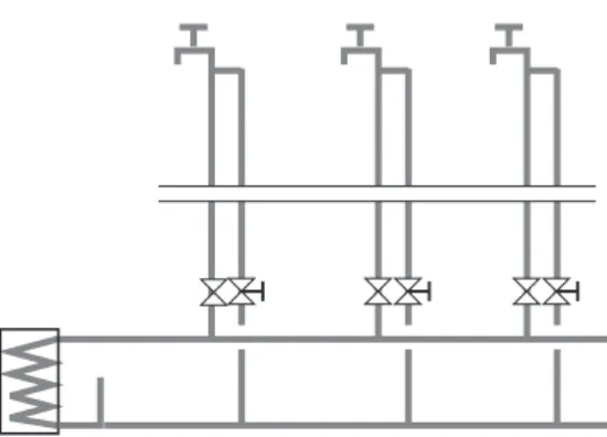 Fig. 6:35 Requirement 5.600+9.400=15.000 W. Correction factor=5.600/15.000=0.37. Requirement 5.600+5.600=11.200 W.Correction factor=5.600/11.200=0.5.Requirement 5.600+1.700=7.300 W.Correction factor=5.600/7.300=0.77.Requirement 5.600 W.Correction factor=0.