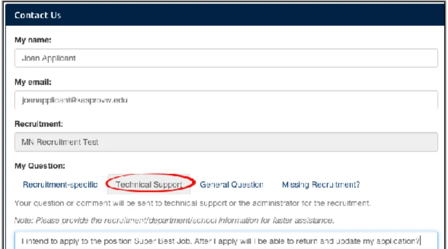 Figure B: The “Contact Us” form to use with a technical question. (person is not logged in)  