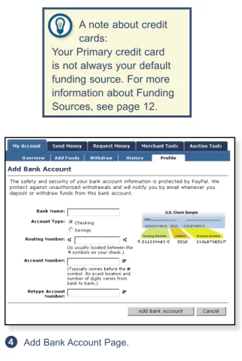 tab. Click on the “Bank Accounts” link  in the “Financial Information” column. 