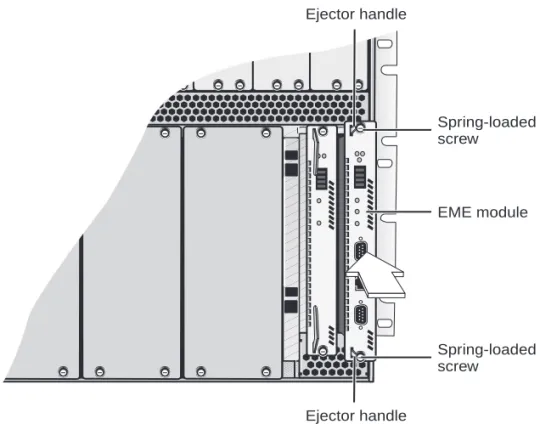 Figure 3   Installing the EME into the CoreBuilder 9000 16-slot Chassis