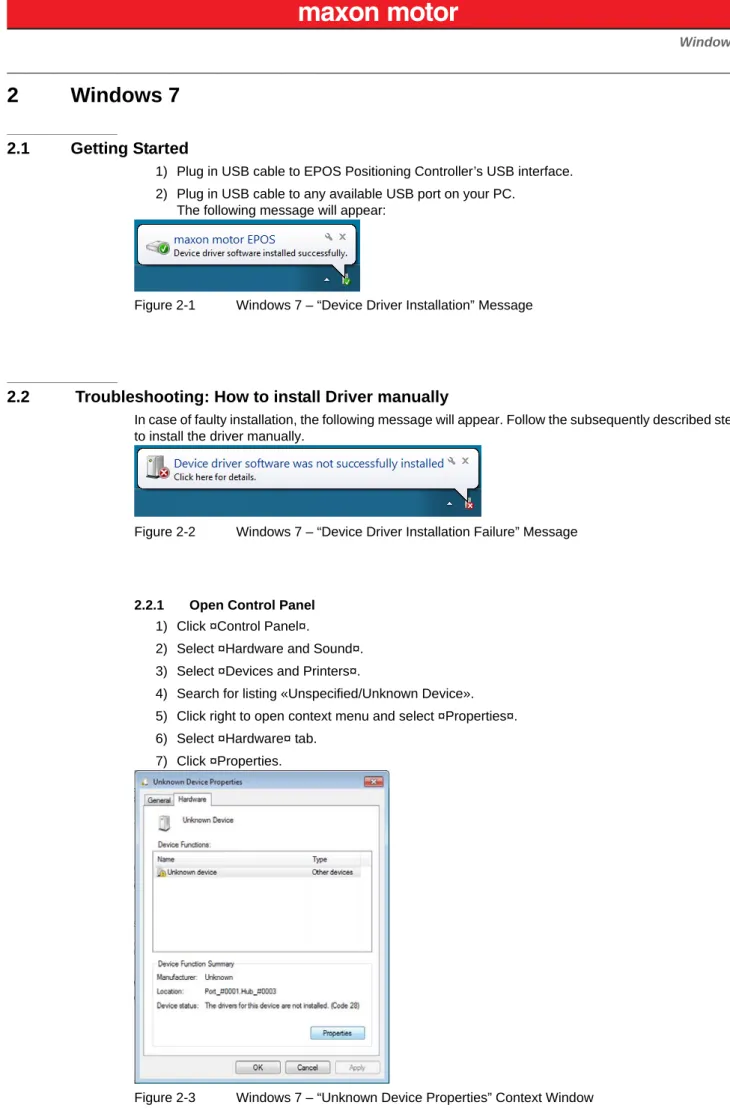 Figure 2-1  Windows 7 – “Device Driver Installation” Message