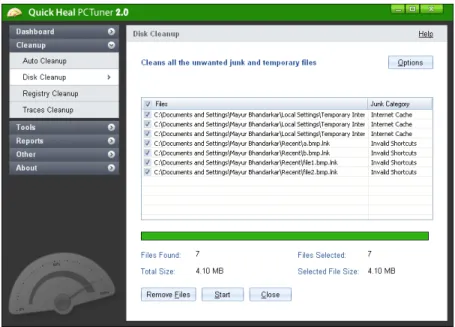 Figure 6-3: Performing Disk Clean Up  6.  There are four other fields which display the following information: 