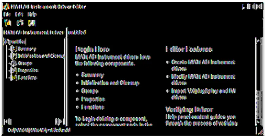 Figure 2: MATLAB Instrument Driver Editor startup window.