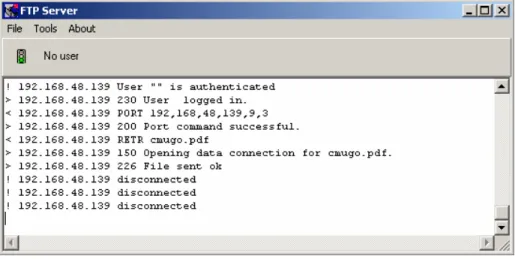 Figure 21: FTP Server Session Log 