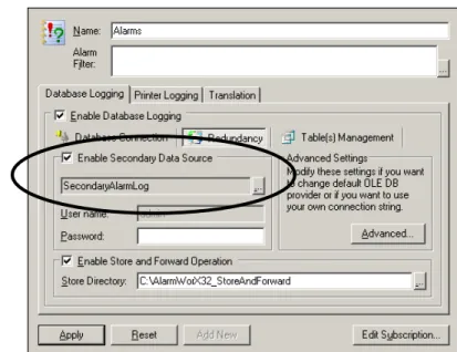 Figure 12 - AlarmWorX32 Logger Secondary Data Source 