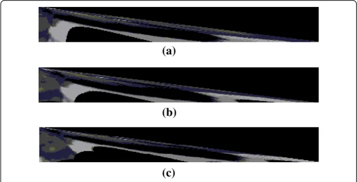 Figure 3 Adaptive Log-Polar Transformation. (a)-(c) Adaptive log-polar transform of images 2(a)-(c)respectively.