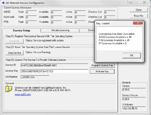 Figure 5 – After Activate Key button  has been selected, key loaded. 
