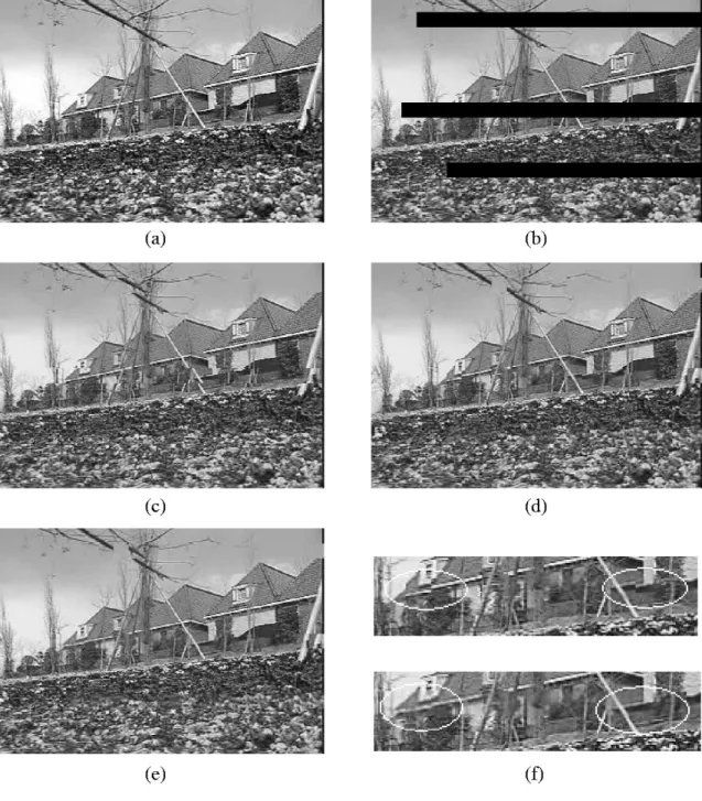 Fig. 13. Temporal error concealment of frame 87 of the sequence F LOWER G ARDEN at the packet loss rate 10 