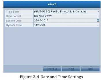 Figure 2. 4 Date and Time Settings 