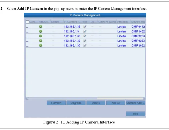 Figure 2. 11 Adding IP Camera Interface 