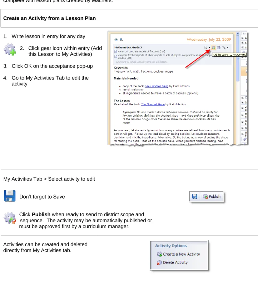 tab.  After editing, teachers can publish to the district scope and sequence (after approval from district  curriculum managers)