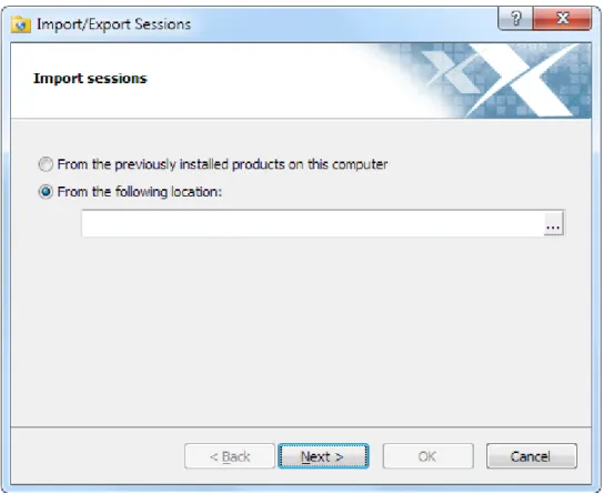Figure 28: Session Import Wizard, Step 1 