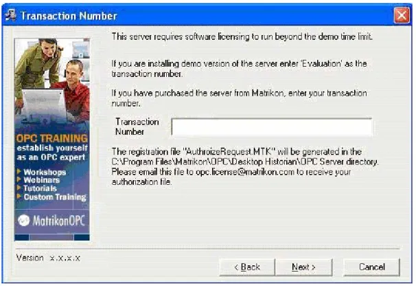Figure 3 - Transaction Number Screen 