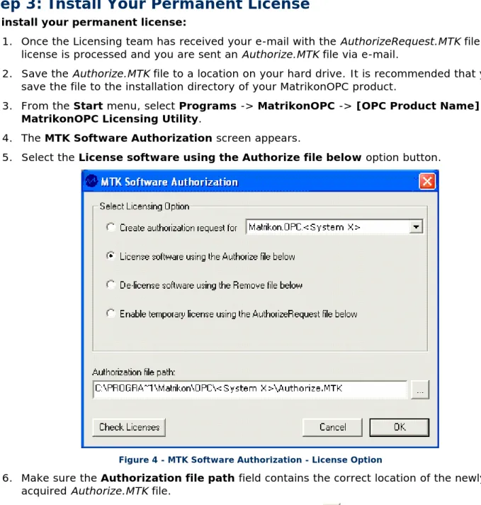 Figure 4 - MTK Software Authorization - License Option 