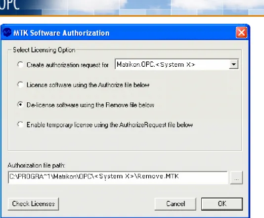 Figure 6 - MTK Software Authorization - De-license Option 
