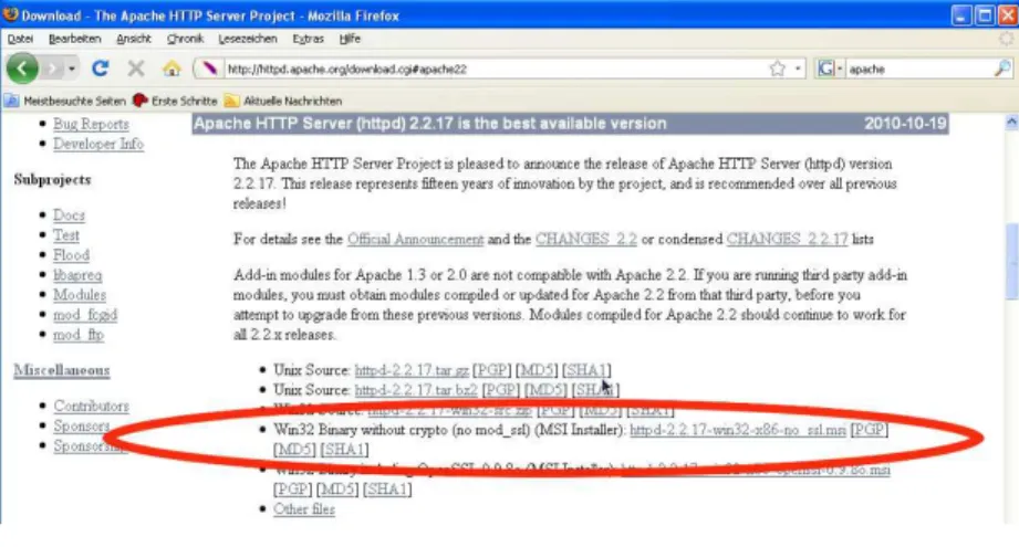 Figure 2: Apache Download Page