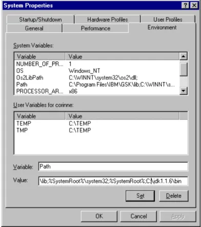 Figure 21. Adding the Java bin Directory to the Java Environment Variable