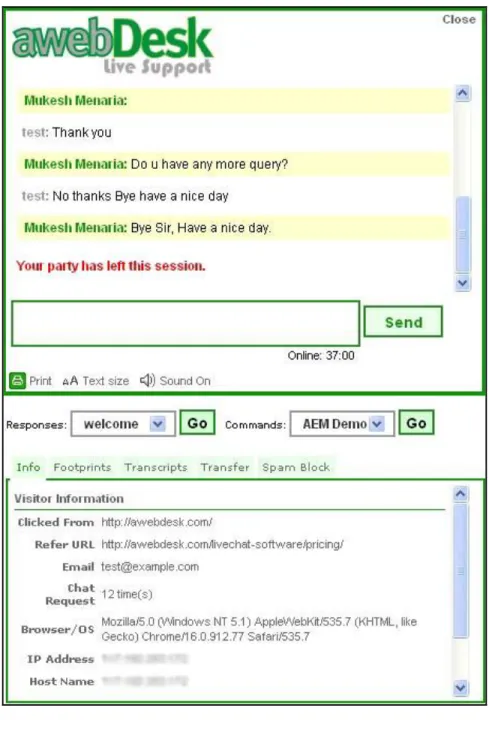 Fig 4: AwebDesk Live Chat Window 