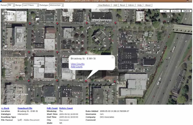 Figure 2 – Viewing Detailed Information About a Single Traffic Count 