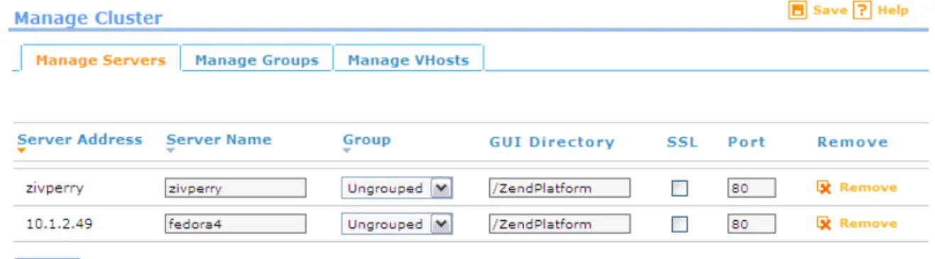 Figure 7:  Manage Clusters Dialog  Define Event Triggers once the servers have been configured and grouped