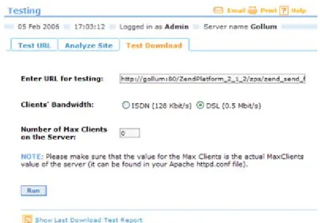 Figure 22:  Performance - Testing – Test Download Tab 