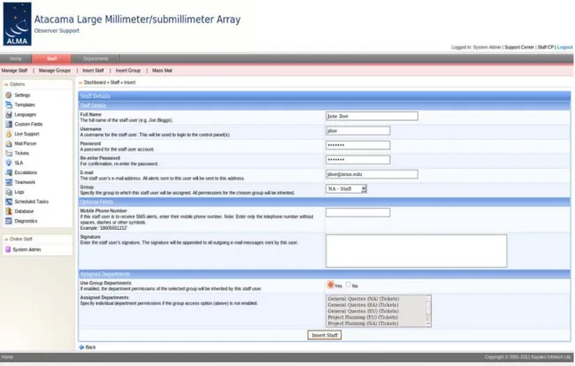 Figure 2. Add staff account