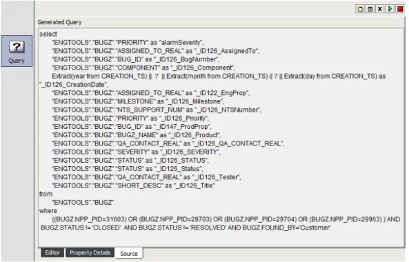 Figure 6-2   Definition Editor Query Pane