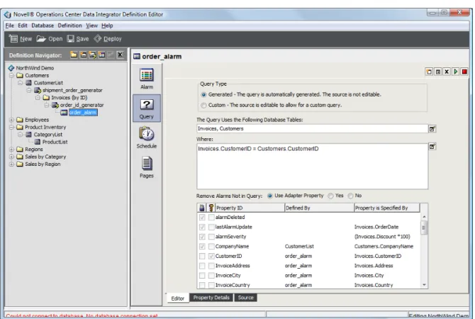 Figure A-7   Definition Editor with Alarm Definitions