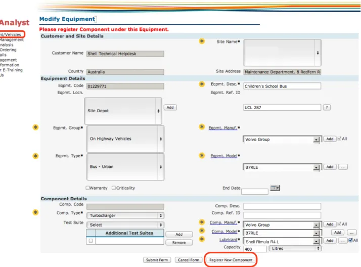 Figure 7 Modify Equipment – Component Details