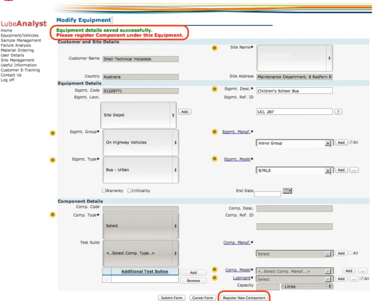 Figure 6 Modify Equipment – Register