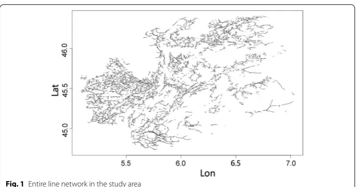 Fig. 1 Entire line network in the study area