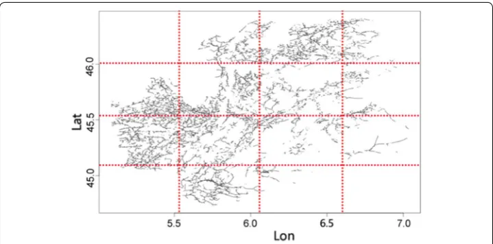 Fig. 3 Overall region divided into 16 subsections