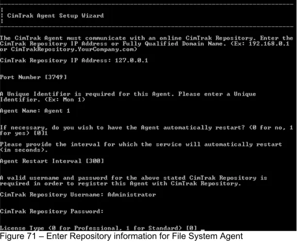 Figure 71 – Enter Repository information for File System Agent  This completes the CimTrak™ File System Agent installation