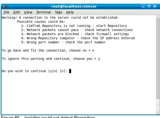 Figure 85 – Installer could not detect Repository 