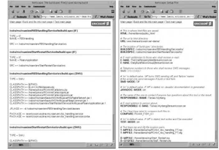 Figure 11. The build.spec files used are stored on the report page (image to the left) as well as the setup file used (to the right)