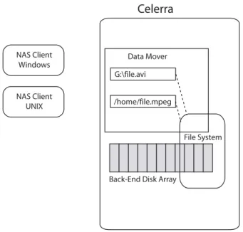 Figure 2 Celerra perspective of file access on local disk arrays