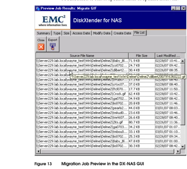 Figure 13 Migration Job Preview in the DX-NAS GUI