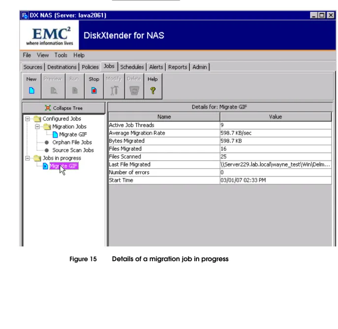 Figure 15 Details of a migration job in progress