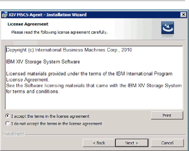 Figure 7 License Agreement for the XIV MSCS Agent 